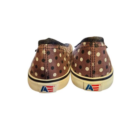 American Eagle NWT Black & White Polk A Dot Flates. Brown Candy Peep Size 7 - Picture 3 of 6